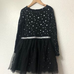 Girls cotton black and silver dress